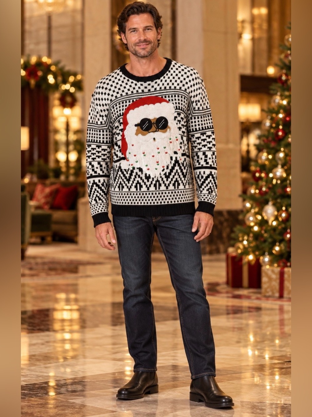 CARBON Men’s XL Santa Sunglasses Ugly Christmas Sweater Unisex